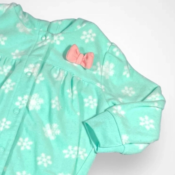 4/$20 Carter’s Turquoise Fleece Hooded Sleeper/Footie - Picture 2 of 4